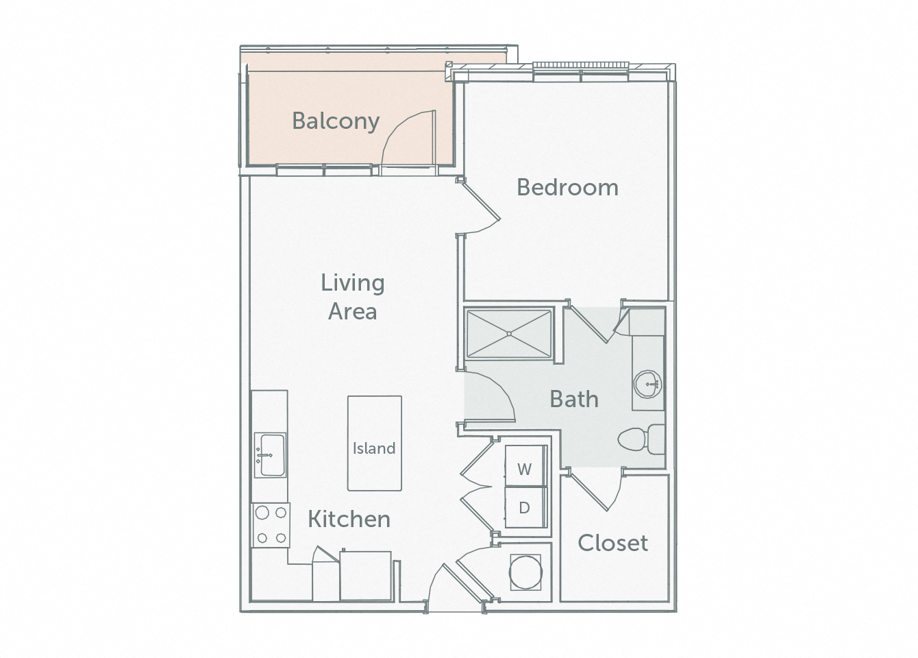 Element 29 - A10 - 1bed-1bath - 2D floor plan