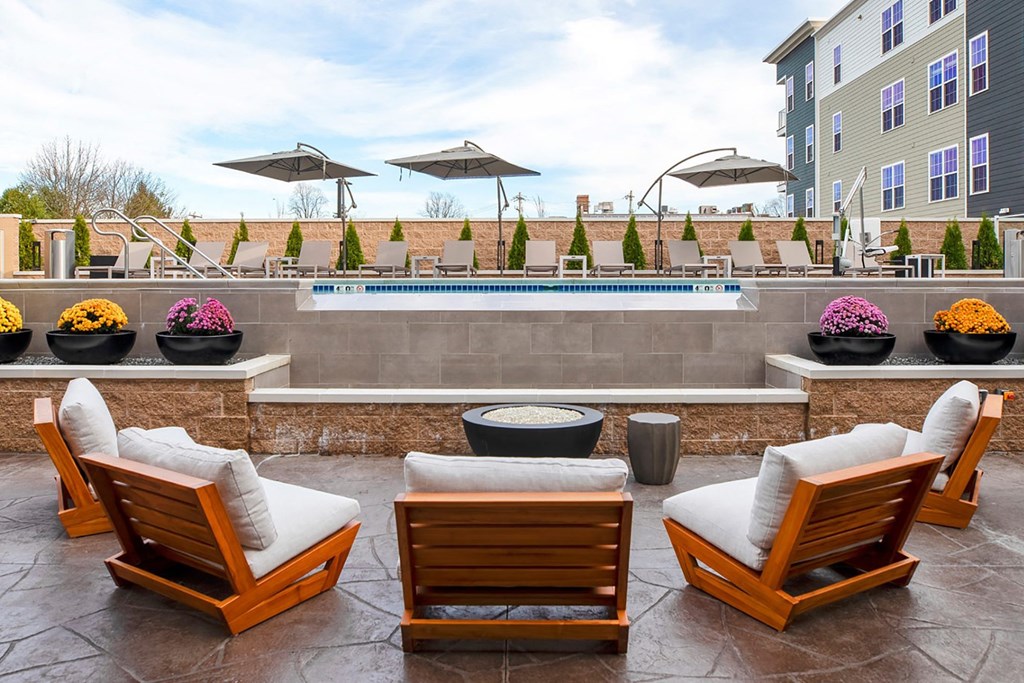 The Airdrie at Paoli Station outdoor fire pit lounge