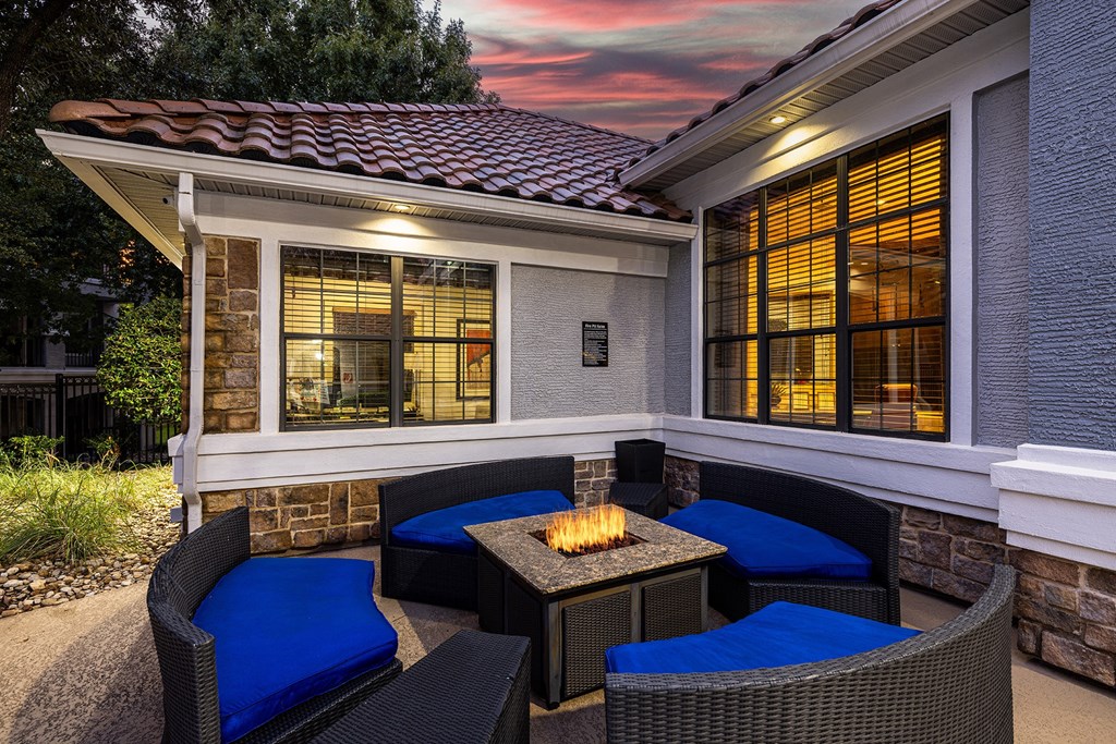 Fire pit lounge with seating - DeLayne at Twin Creeks