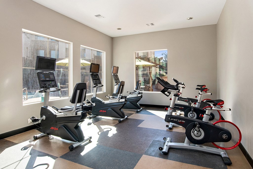 First and Main Apartments fitness center bikes and spin bikes