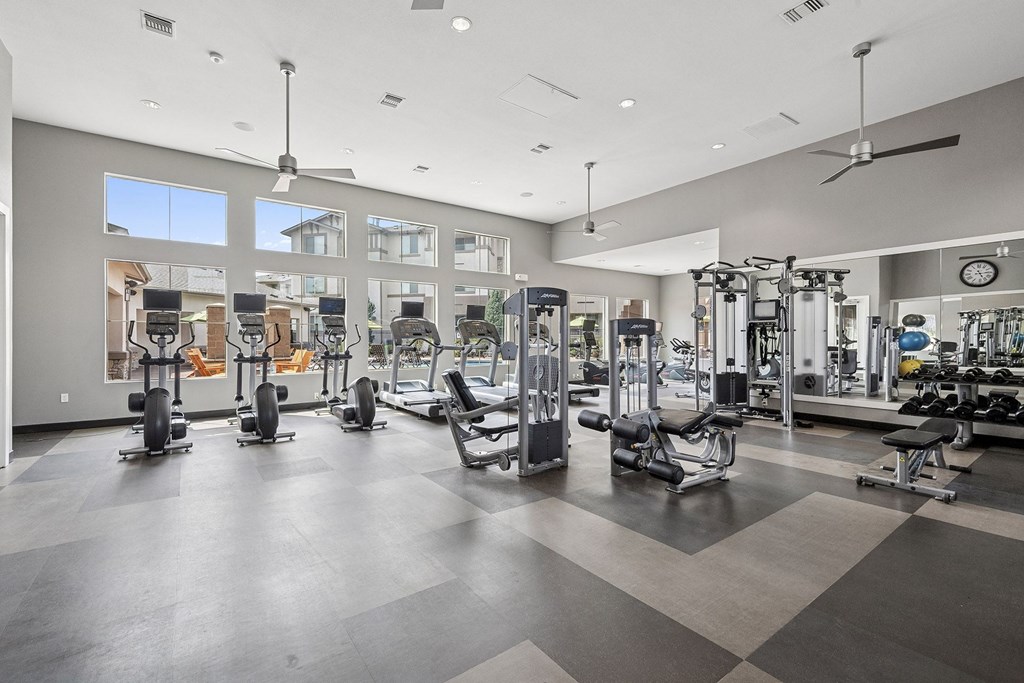 24-hour fitness center - First and Main Apartments