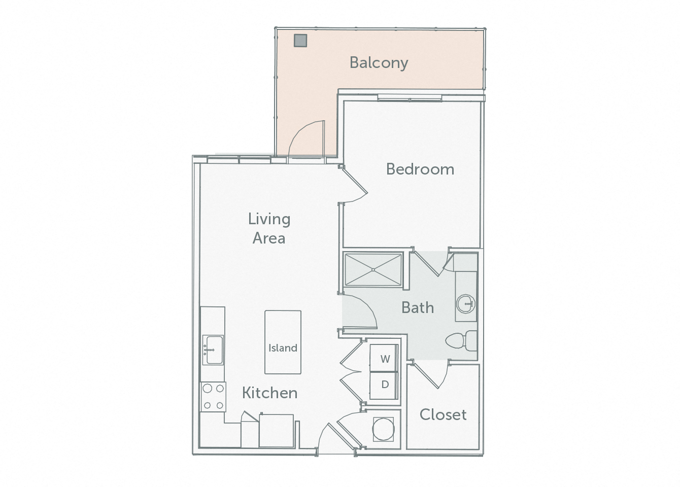 Element 29 - A11 - 1bed-1bath - 2D floor plan