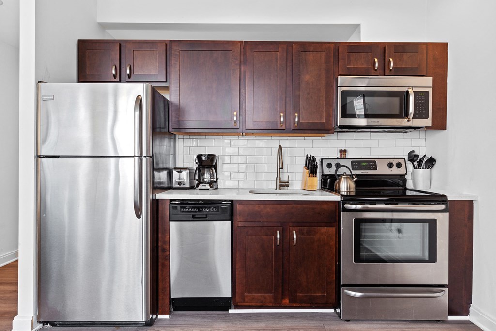 The Republic Apartments - Subway tile backsplash