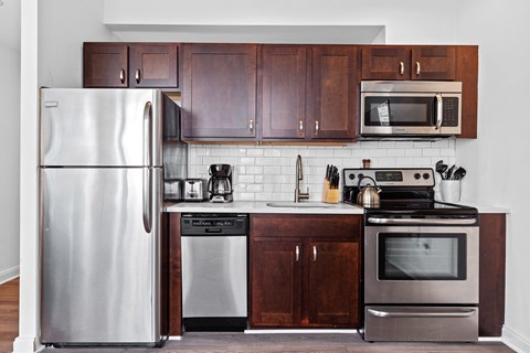 The Republic Apartments - Subway tile backsplash