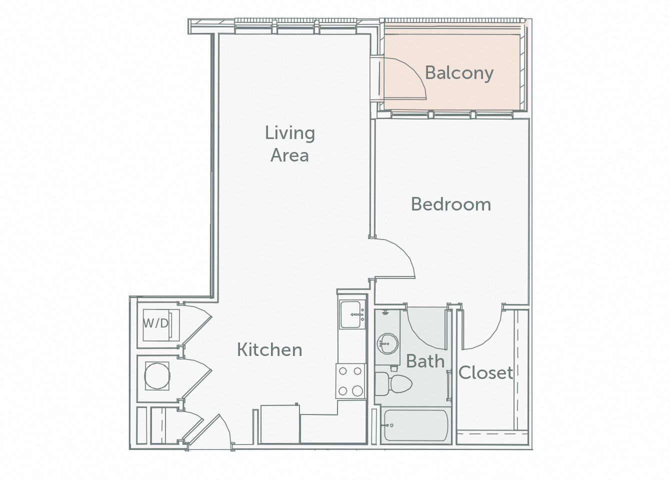 Element 29 - A12 - 1bed-1bath - 2D floor plan