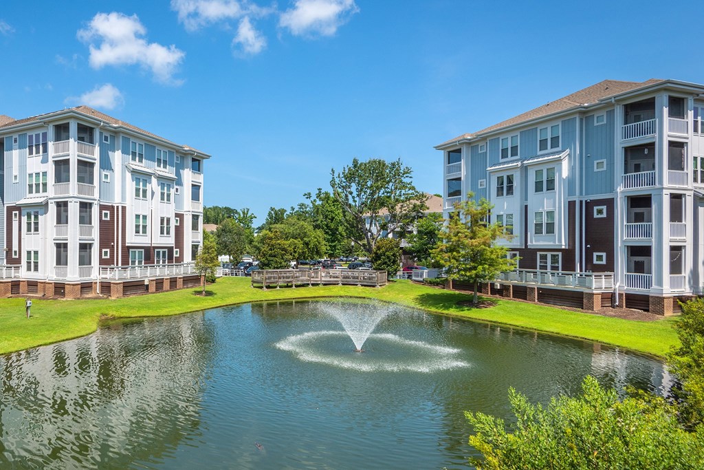 Windward Long Point Apartments - Apartment water view with fountain in select units