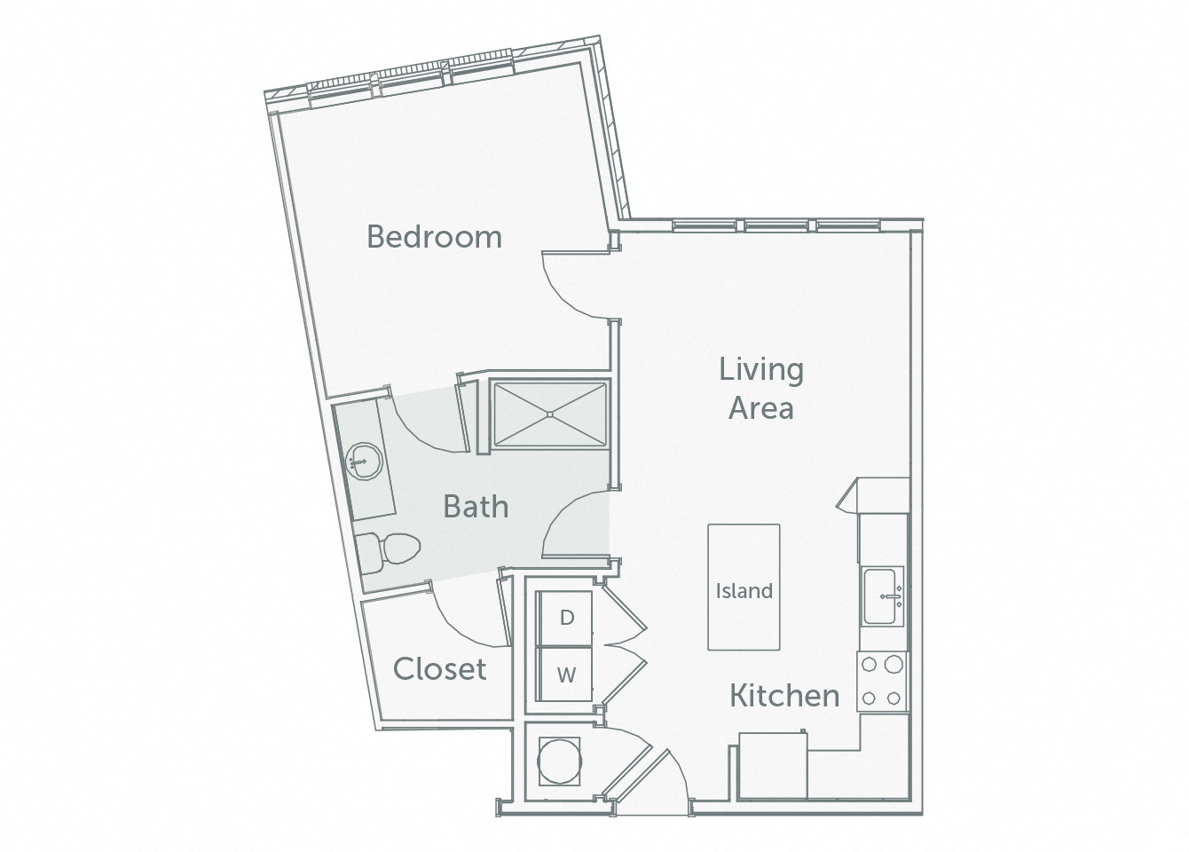 Element 29 - A13 - 1bed-1bath - 2D floor plan