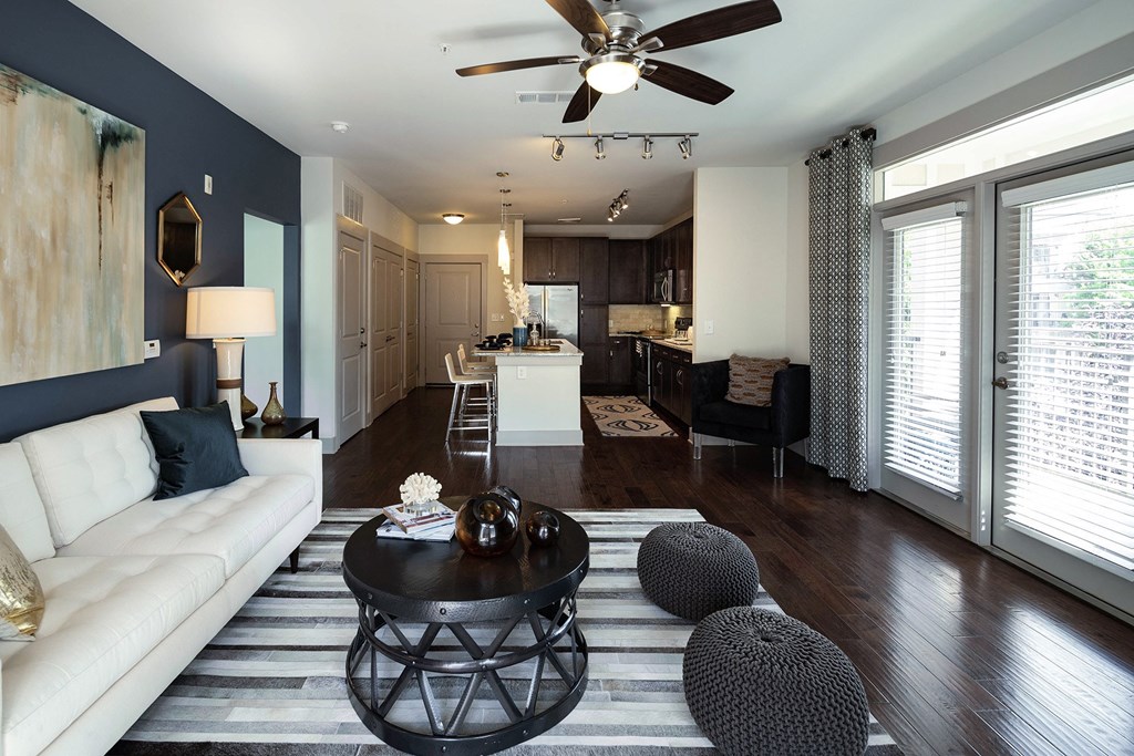 The Juncture Apartments wood-style flooring