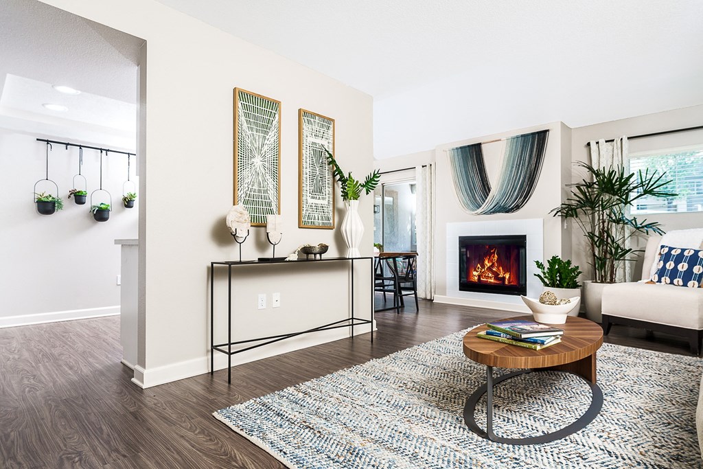 The Cascades Apartments fireplace