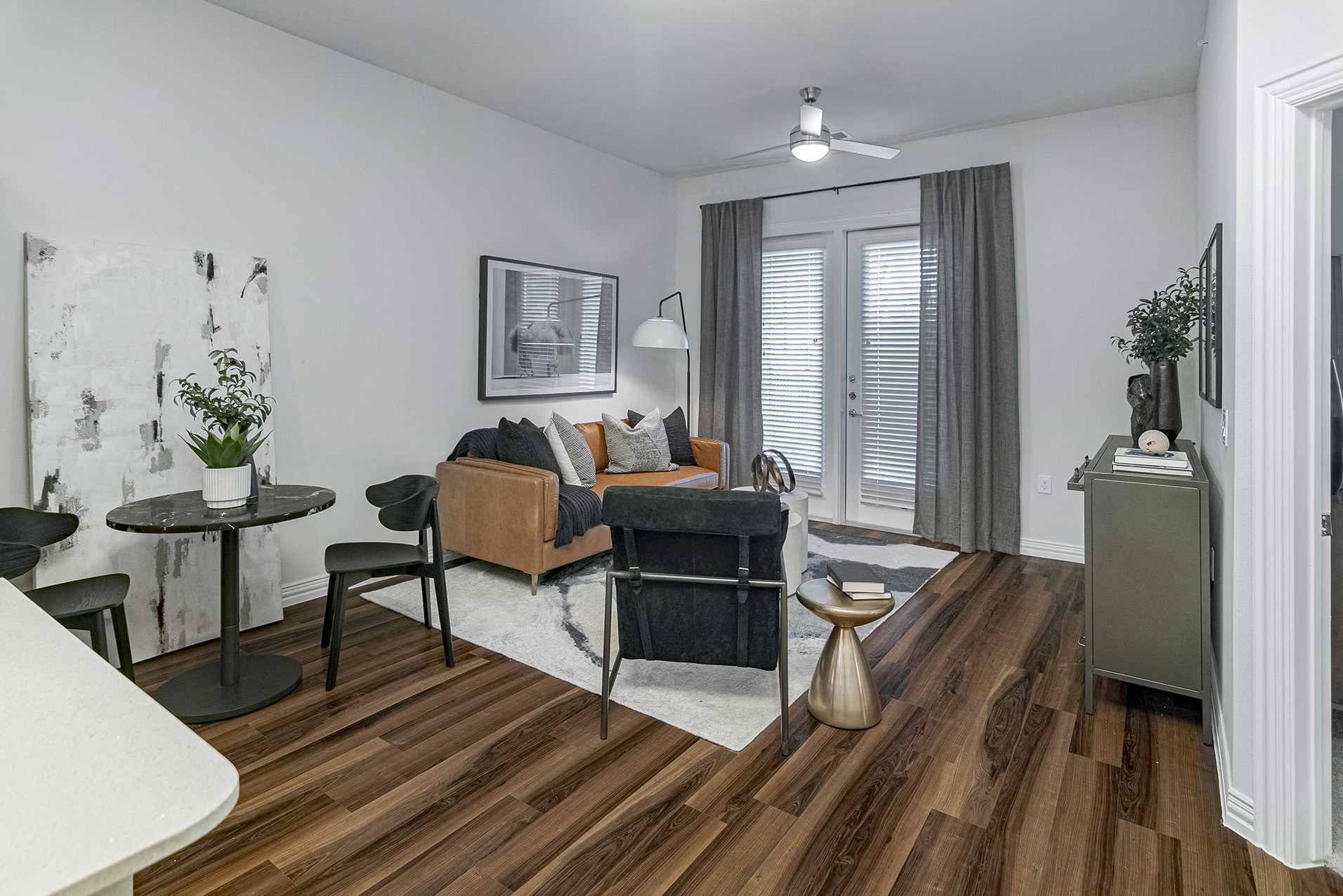 Ceiling fans in living rooms - Debbie Lane Flats