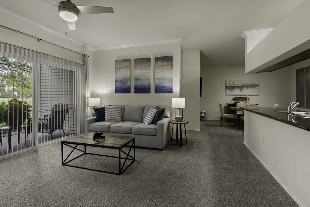 Spacious living rooms with soaring 9-foot ceilings - The Gardens at Polaris