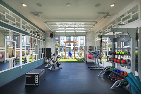 Indoor/outdoor yoga and spin room - NOVA at Green Valley