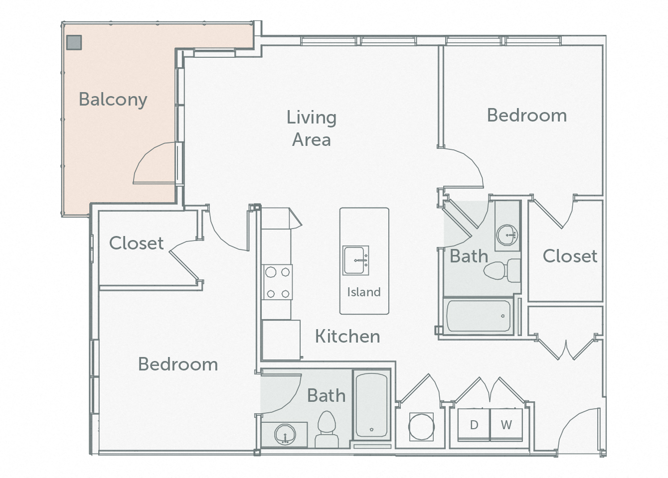 Element 29 - B2 - 2bed-2bath - 2D floor plan