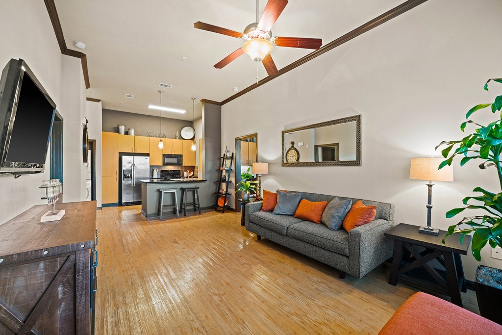 Foothills at Old Town Apartments wood-style flooring and ceiling fan