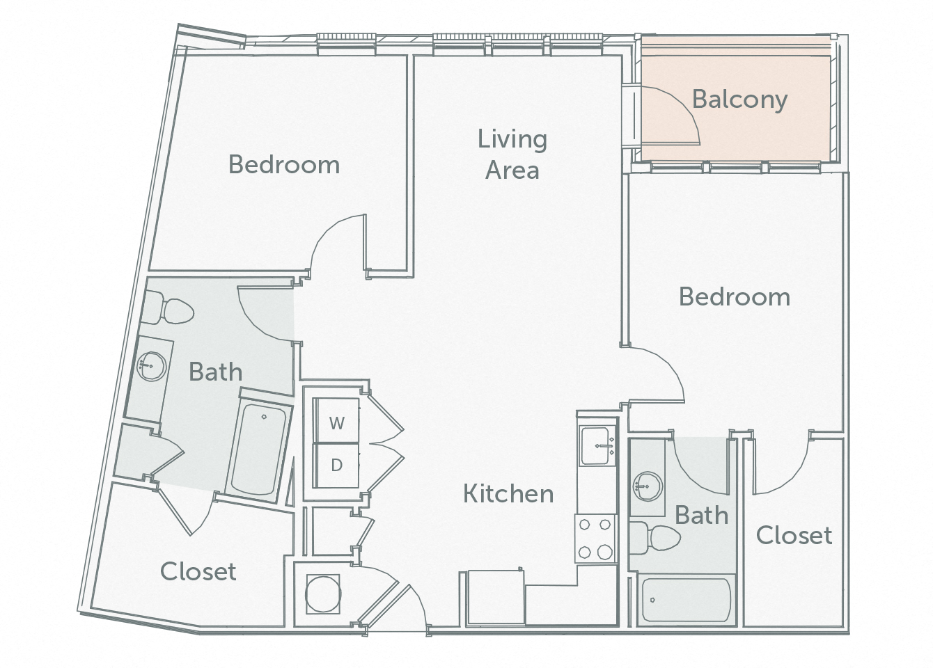 Element 29 - B3 - 2bed-2bath - 2D floor plan