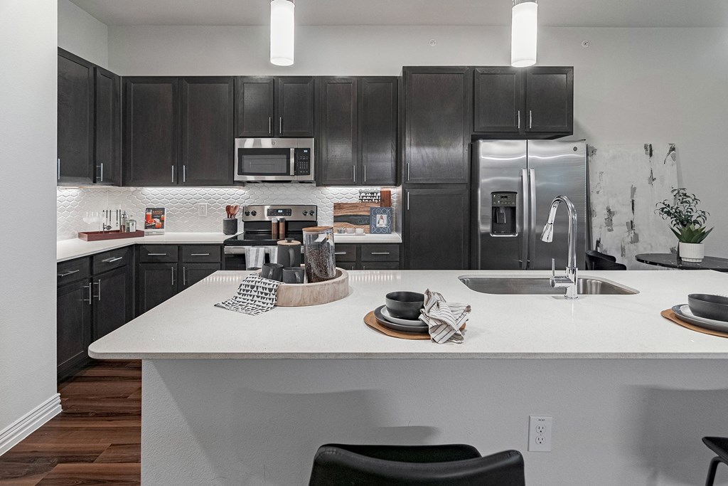 Espresso wood cabinetry - Debbie Lane Flats