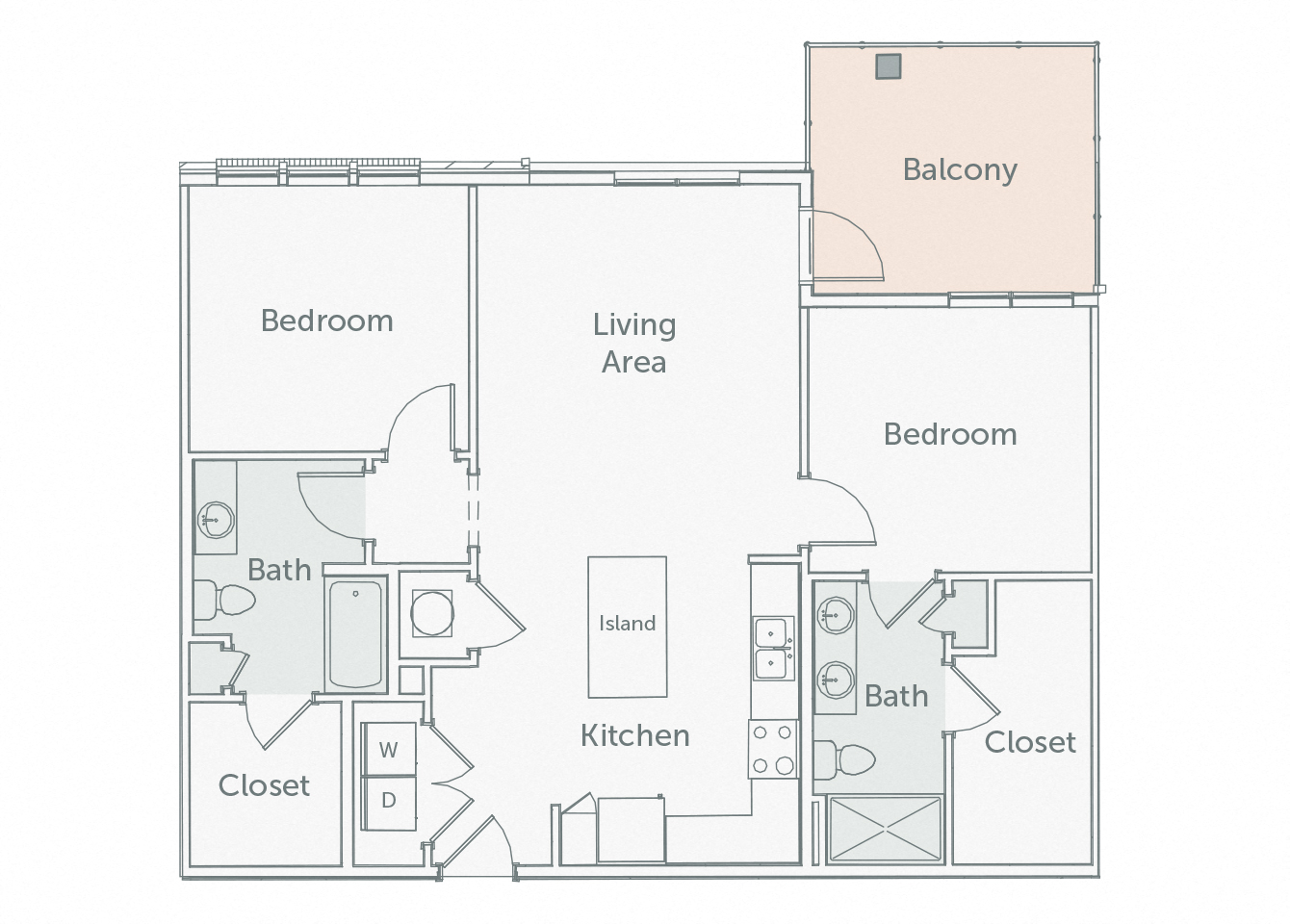 Element 29 - B4 - 2bed-2bath - 2D floor plan