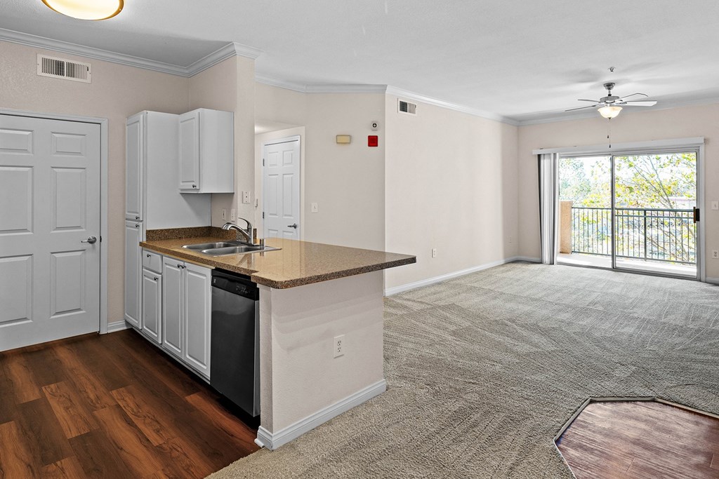 Lighted ceiling fans in living rooms - Mountain Shadows Apartments