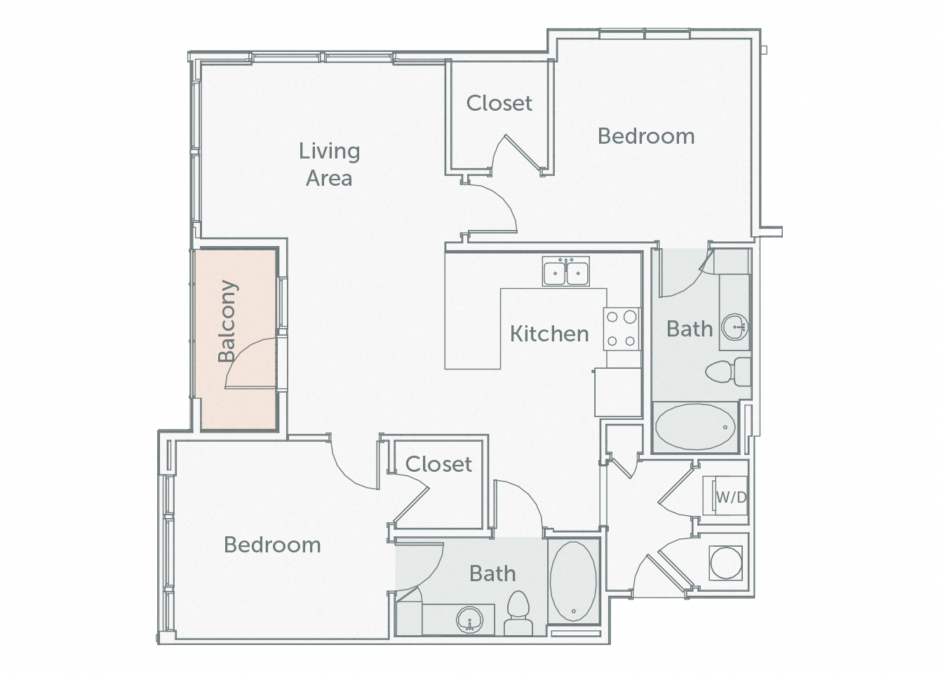 Element 29 - B5 - 2bed-2bath - 2D floor plan