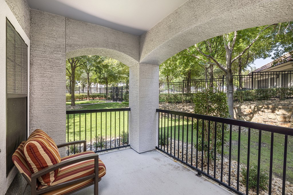 Large patio or balcony in every apartment home - DeLayne at Twin Creeks