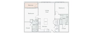 a floor plan of a unit with a bedroom and a living room
