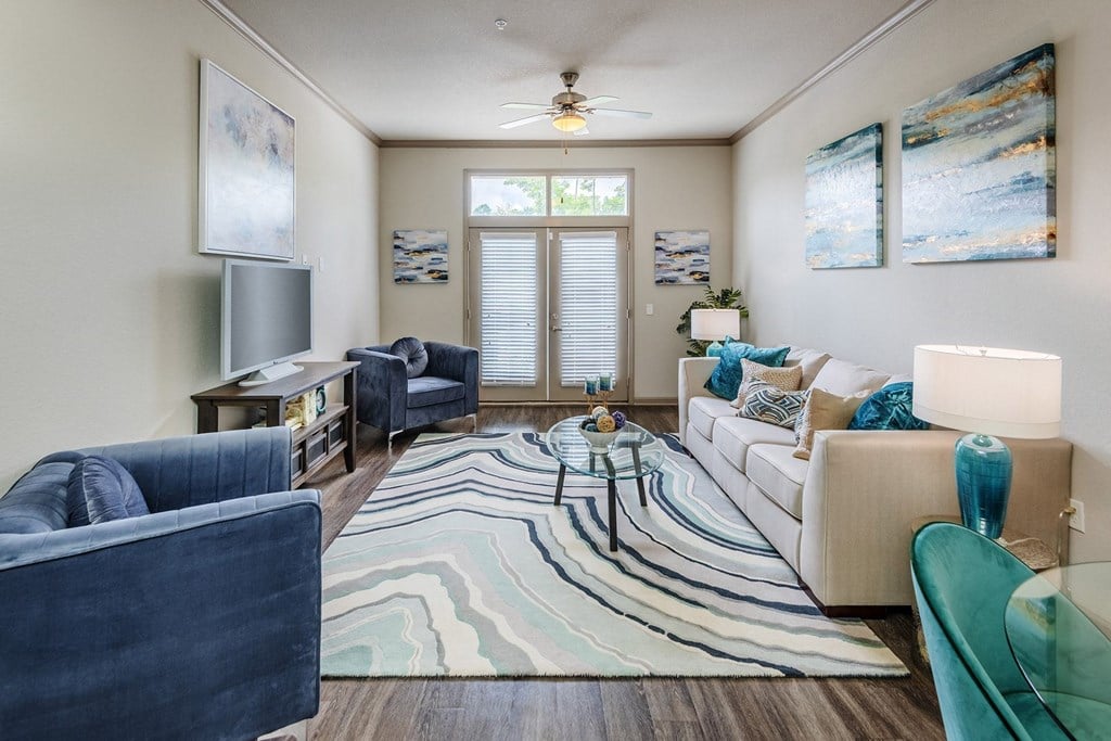 Centre Pointe Apartments ceiling fans and glass balcony doors