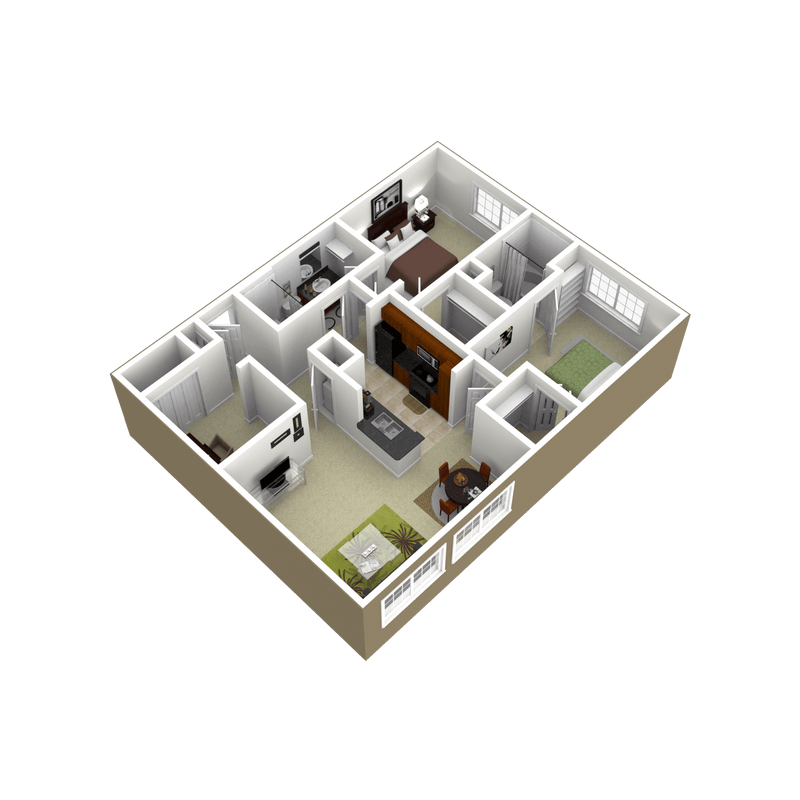 3000Sage - The McCue - 2 Bedroom 2 Bath - 3D