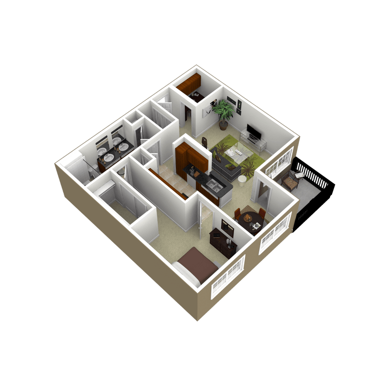 3000Sage - The Memorial - 1 Bedroom 1Bath - 3D