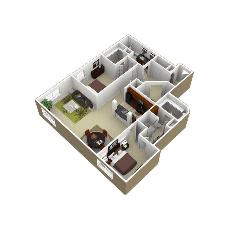 3000Sage - The San Felipe - 2 Bedroom 2 Bath - 3D