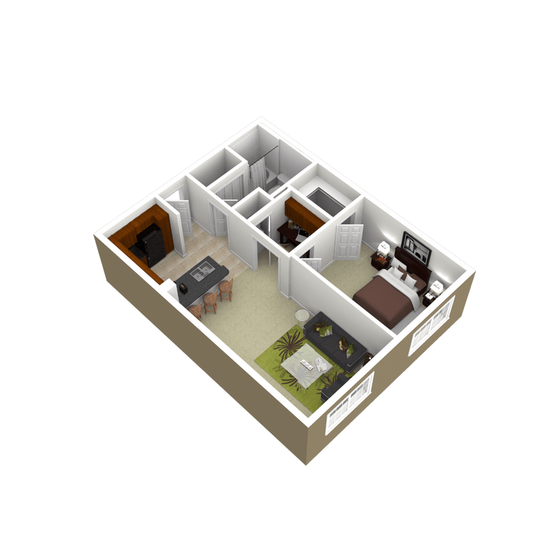 3000Sage - The Tanglewood - 1 Bedroom 1Bath - 3D