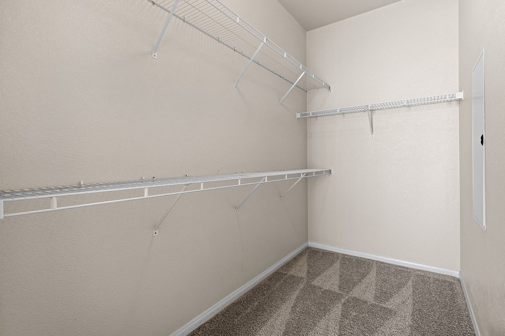 Barton Vineyard Apartments - Spacious walk-in closets with custom designed wire shelving