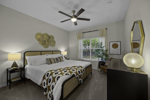 Lighted ceiling fans in master bedrooms - The Estates at River Pointe