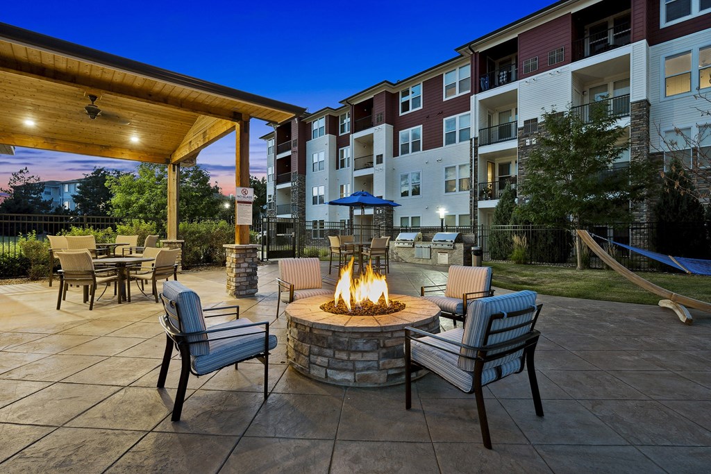 Outdoor lounge with fire pit - Enclave at Cherry Creek