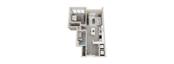 A07 - 1Bed 1Bath - Rockwell at Crown - 3D Floor Plan