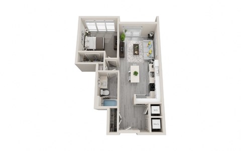 A07 - 1Bed 1Bath - Rockwell at Crown - 3D Floor Plan