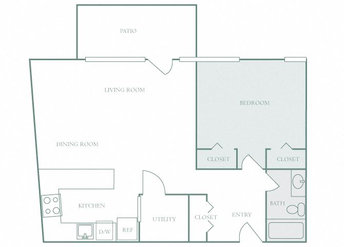Harbor Hill A2 1 bedroom 2D floor plan