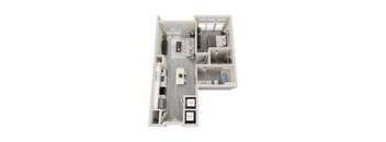 A08 - 1Bed 1Bath - Rockwell at Crown - 3D Floor Plan