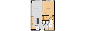 A02 - 1Bed 1 Bath - The Perry 2D Floor Plan