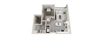 A10 - 1Bed 1Bath - Rockwell at Crown - 3D Floor Plan