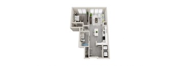 A09 - 1Bed 1Bath - Rockwell at Crown - 3D Floor Plan