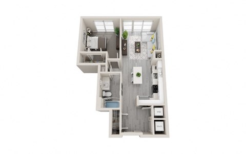 A09 - 1Bed 1Bath - Rockwell at Crown - 3D Floor Plan
