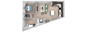 La Via A04 - 1 bedroom - 1 bath - 2D floor plan
