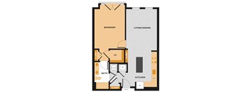 A04 - 1Bed 1 Bath - The Perry 2D Floor Plan
