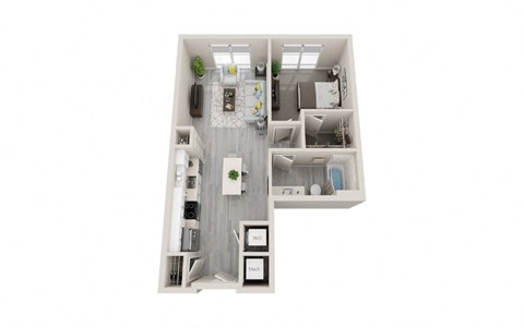 A11 - 1Bed 1Bath - Rockwell at Crown - 3D Floor Plan