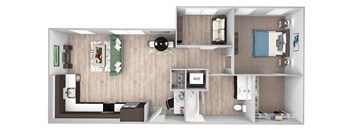 La Via A05 - 1 bedroom - 1 bath - 2D floor plan