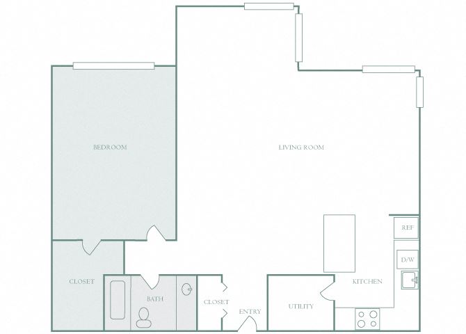 Harbor Hill A6 1 bedroom 2D floor plan