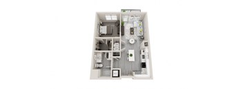 A12 - 1Bed 1Bath - Rockwell at Crown - 3D Floor Plan