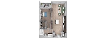 La Via - A06 - 1 bedroom - 1 bath - 3D floor plan