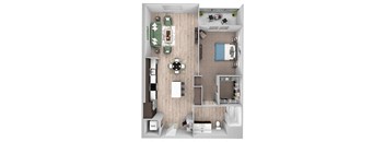 La Via - A07 - 1 bedroom - 1 bath - 3D floor plan