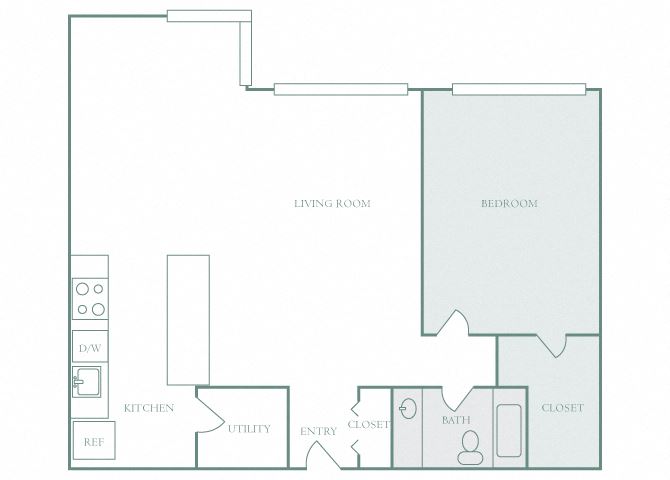 Harbor Hill A8 1 bedroom 2D floor plan